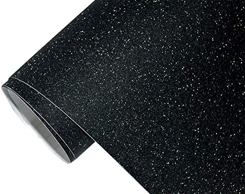 Neoxxim 6.6€/m2 Auto Folie - glitzer schwarz 30 x 150 cm - selbstklebend BLASENFREI flexibel Car Wrapping Klebefolie folieren