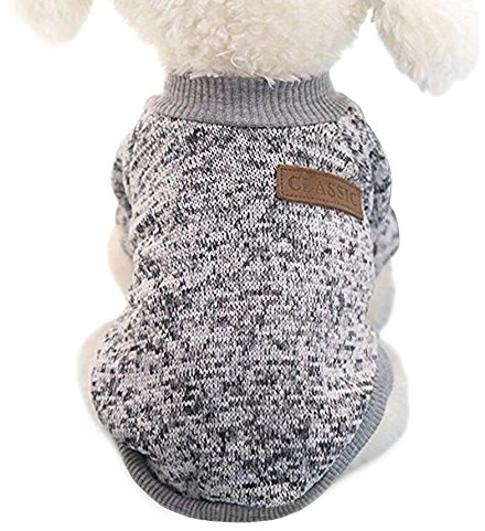 Idepet Haustier Katze Hundepullover, Warmer Hundepullover Katzenkleidung, Fleece-Welpenmantel für kleine mittelgroße große Hunde rosa grau XS-XXL