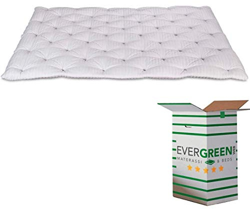 EVERGREENWEB Latex-Topper für Doppelmatratzen, 7 cm hoch, Polsterung des Matratzenbezugs mit Latex-Schaumflocken, orthopädischer Futon mit Weichheitseffekt und antibakterielles Futter160X190