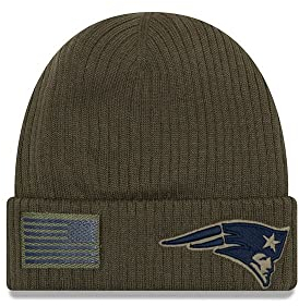 New Era New England Patriots Beanie On Field 2018 Salute to Service Knit Grün- One-Size-Fits-Most