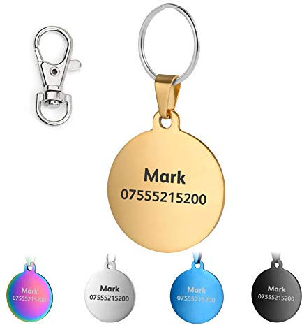 Personalisiert Haustier ID Tag Hund Mit Katzen Tag mit Gravur Service Hundemarke Anhaenger aus Edelstahl