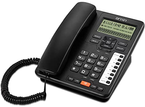 Ornin 2-Line Corded Telephone Systems for Small Business and House, Desk Phone Only (Black)