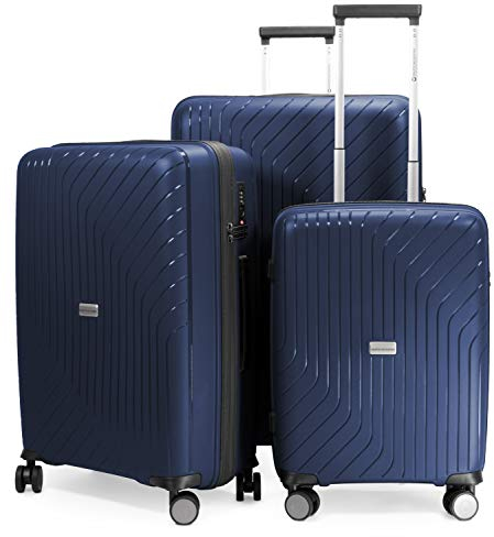 Hauptstadtkoffer- TXL - 3er Set Hartschalengepäck, leichte Trolleys, Kofferset (Handgepäck + mittelgroßer Koffer + großer Reisekoffer) aus robustem Polypropylen, Dunkelblau