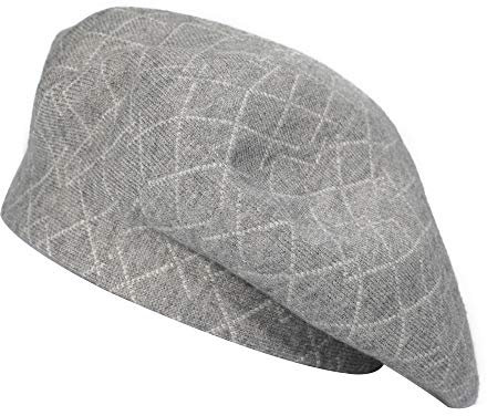 ZLYC Damen Womens French Beret Hat Baskenmütze, Plaid Grau, Einheitsgröße-M