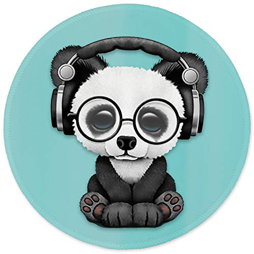 ITNRSIIET Mouse Pad with Stitched Edge, Mouse Mat Premium-Textured, Waterproof, Non-Slip Rubber Base Round Mousepad for Laptop Computer PC Office, Cute Design Desk Accessories, Panda