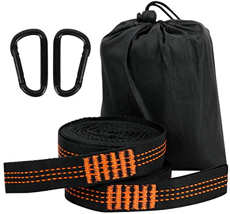 LAMA Hängematte Befestigung 2 Pack 3m x 2,5cm Hängemattengurte Max 500kg Hängematte Aufhängung Aufhängeset mit 2 Karabinerhaken Tragetasche für Hängematte Hängesessel Schaukel Camping Wandern Outdoor