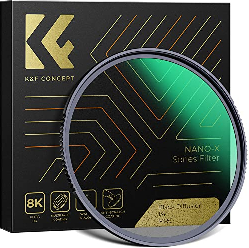 K&F Concept Nano-X Black-Mist 1/4 Filter 72mm Black Promist 1/4 Filter aus Optisches Glas mit 28-facher Nano-Beschichtung, Black Diffusion Filter 1/4 für Videoaufnahmen/Portraitfotografie