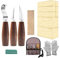 Holzschnitzset mit Lindenholzblöcken, Geschenkset für Erwachsene, Anfänger, Holzschnitzset-Set enthält 3 Holzschnitzmesser und 8 Blöcke und Handschuhe für Widdling Kit