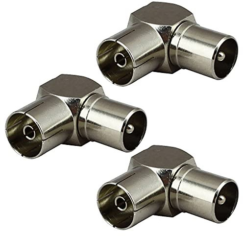 3 Pcs TV PAL Female to Male Coaxial Connector Right Angle TV Aerial F Plug RF Right Angle Adapter for TV Coax Aerial Cables