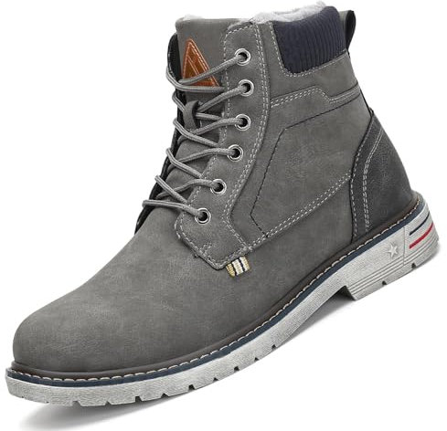 Mishansha Winterschuhe Herren Winterstiefel Damen Gefüttert Wasserdicht Warme Winter Boots Wanderschuhe Rutschfest Trekkingschuhe Grau,GR.42