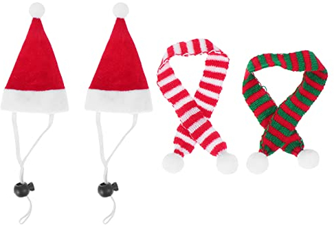 UKCOCO 4stücke Teiliges Weihnachtskostüm Kleine Tiere Mütze Und Schal Für Meerschweinchen Kaninchen Chinchillas Und Mehr Süßes Und Dekoratives Accessoire Für Weihnachten Und Fotos