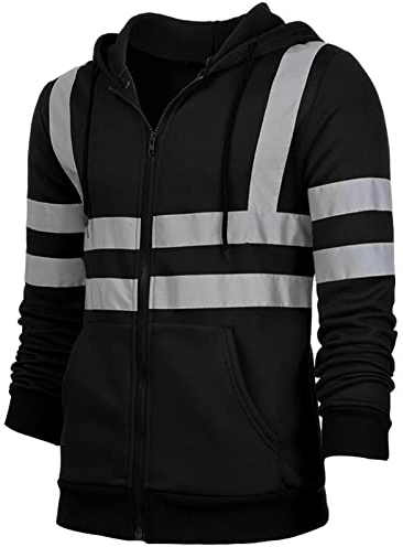 Panegy Jungen Arbeitsjacke Reflektierend Warnschutz Jacke Sicherheitsjacke Kapuzenpullover Größe M - Schwarz
