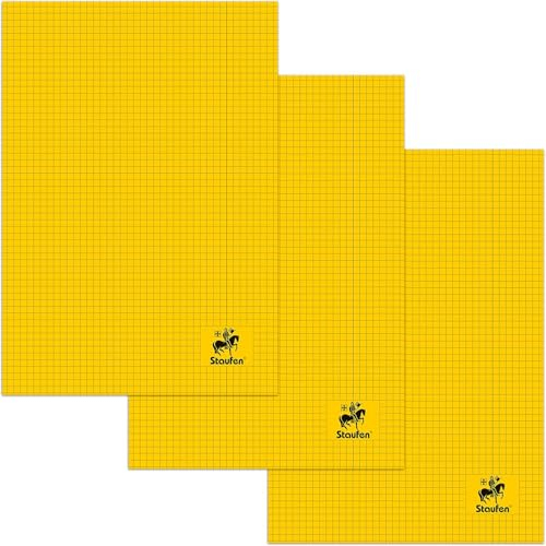 Staufen Style FolioDiarie - DIN A4, Lineatur 22 (5mm kariert) mit roter Randlinie, 40 Blatt, extraweißes 80g/m² Qualitätspapier, 3 Stück (keine Farbauswahl möglich)