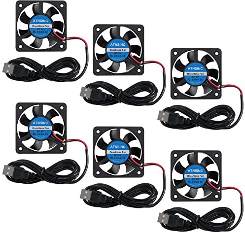 6PCS DC 5V 50mm Fan USB Brushless Cooling Fan, 5010 5V USB Speed 4200 RPM Fan for Small Appliances Series Replacement