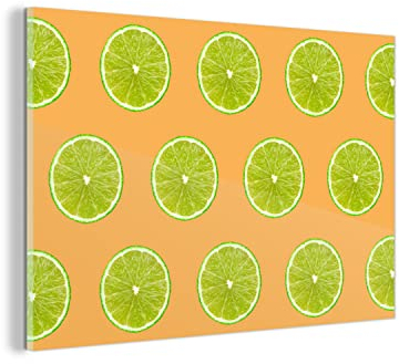 Glasbild Glasfoto Wandbild Bilder Deko 60x40 cm Limette - Muster - Farben