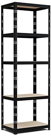 BLUMIE Mehrzweck-Aufbewahrungsregal, modular, für Werkstatt, Garage, Keller, schwere Lasten, 180 x 60 x 40 cm, Schwarz