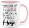 Hasen Tasse mit Spruch lustig Kaffeetasse mit Tier Witz Kaninchen Kaffee-Becher Häschen Humor Geschenk Hasen sind süß Ich bin süß Spruch Teetasse Haustier Feldhase Langohr Halter (Pink)