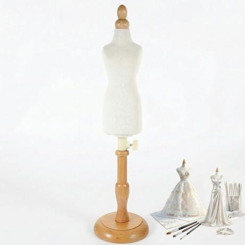 Ciieeo Clothing Cropped Mannequin Small Mini Dress Form Model Doll Dress Clothing Stand Portable Sewing Manikin Display for Home and Tailoring