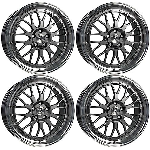 4x MB Design Felgen LV1 7.5Jx18 ET45 5x112 Glanzgrau poliert kompatibel mit VW Arteon Beetle Caddy E-Golf EOS Golf Jetta Passat Touran T-ROC