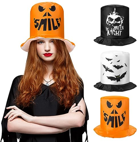 MELLIEX 1 Stück Zylinder Hut Halloween, Orange Unisex Zylinderhut Halloween Karneval Kostüm Hüte für Erwachsene