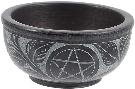 Warmhm Pentagramm Brennende Schüssel Altarschale Topf Schmieren Glücksschüssel Schale Buddhistische Wasserschalen Kristallschale Wischschale Schatzbecken Speckstein Fein