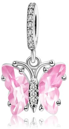 MITSOKU Farfalla rosa Charm Bracciale da donna Collana in argento 925 Gioielli Natale, compleanno, Halloween Regalo per ragazze