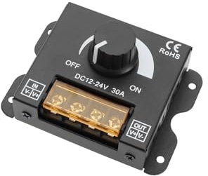 YINETTECH LED Lichtleisten Dimmer DC 12V–24V 30A Dimm Controller für Dimmerknopf Helligkeit Einstellen EIN/AUS Schalter Kompatibel mit Einfarbigen LED Lichtleisten