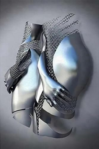 3D Metallfiguren Statue Kunst Liebe Küsse Umarmung Paar Bild Poster Wandkunst Wohnzimmer Wanddekor,Kein Rahmen (Statue -07,30x40cm-1Pcs)