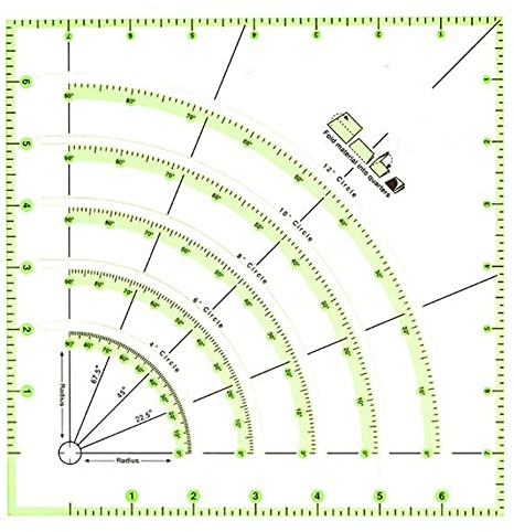 Pcivzxam Multifunktionales Patchwork-Lineal, Quilt-Lineal, und Fächer, Quilt-Kreisschneider, Lineal, DIY, Nähen, Bastelwerkzeuge