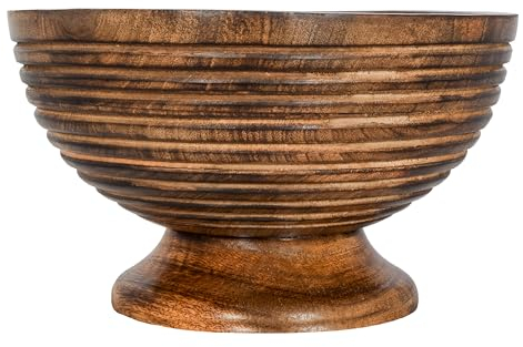Divit Shilp Plateau en Bois Naturel, Bol de Service pour la Salade, Les légumes et Les Fruits, Grand Plateau Profond pour la Famille et la fête.… (Ring Bowl)