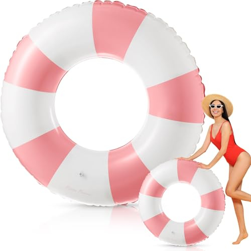Schwimmreifen Schwimmring, Aufblasbarer Schwimmring, Schwimmreifen groß120cm, Wasserspielzeug für Pool und Strand Party Spielzeug für Kinder und Erwachsene (Rosa)