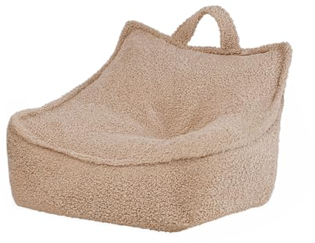 MISIOO Sitzsack Kinder 77x67x50 cm – Big Bag – Bean Bag – Griff für einfaches Tragen – Waschbarer Stoff – Premium-Qualität – Stabile und weiche Konstruktion – Boucle-Material