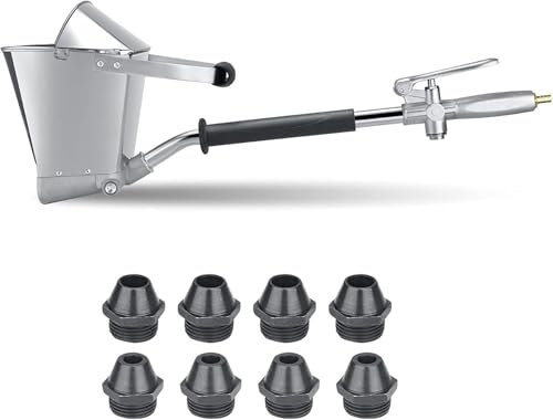 Ciment Mortier Pistolet,4 Jet Hopper Plâtre et Stuc Pulvérisateur À Pulvérisation avec Couvercle Trémie Pistolet avec 8 Buses Métalliques Supplémentaires pour Murs et Plafonds DIY