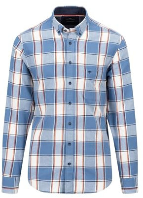 FYNCH-HATTON Chemise en flanelle à carreaux avec col Kent et manches longues, Bleu nuage, 3XL
