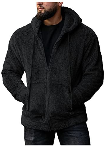 Generico Giacca Uomo,Giacca in Pile Uomo Felpata Micropile Felpa Pile Montagna Termica Felpa da Lavoro Caldo Invernale Pullover Peluche Pesante Maglione Pile Maglia Pile con Zip e Cappuccio