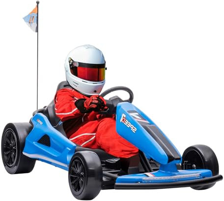 12V Pedal Go-Kart Kinderfahrzeug 3-5km/h Sportwagenstruktur Tretfahrzeug für Kinder mit Fahne Stamm Driftauto Kinder ab 3 Jahren Blau