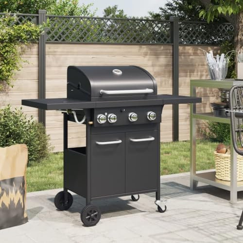 Furniture Select, barbecue a gas con 4 bruciatori, in acciaio verniciato a polvere, colore: nero