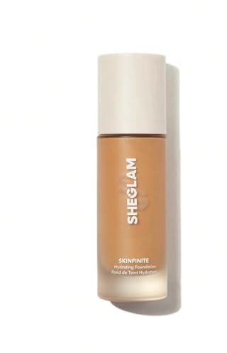 SHEGLAM Skinfinite Hydrating Foundation Flawless Dewy Foundation Hydrating Coverage Invisible Pore Concealer Pore-less Non-Greasy Lightweight Natural Soft Liquid Foundation-Mahogany
