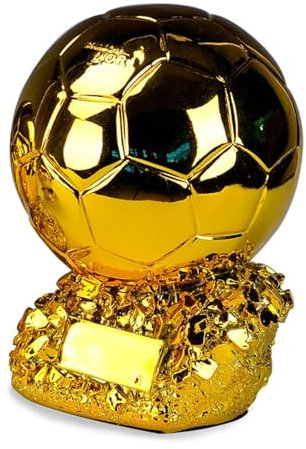 SUSANMAISON Golden Ballon Football Championship Prize Trophée personnalisable Réplique de joueur de football Cadeau d'anniversaire de collection (25 cm)
