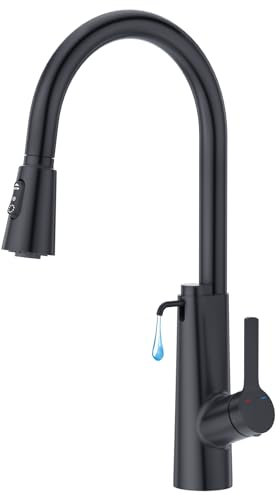 CREA Robinet de Cuisine Distributeur de Savon Encastrable,Mitigeur Cuisine avec Douchette Extensible, Robinet Evier de Cuisine avec 3 Douchette Modes, Pivotant à 360°,Noir