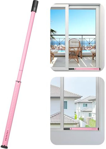 AceMining Sliding Door Security Bar,Heavy Duty Sliding Patio Door Lock Bar, 20-50inch Adjustable Multi-use Window Security Bars, Sliding Door Stopper,Pink,1Pack