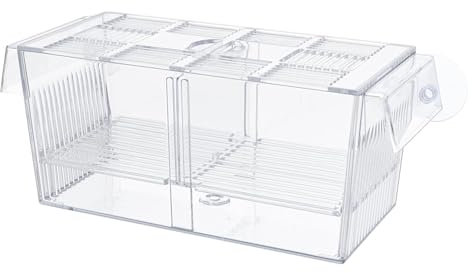 Rixotix Transparente Acryl Anzuchtkasten Aquarium für Guppy und Tropical Fish, Groß, Schwimmend, 17.3 x 10 x 10 cm