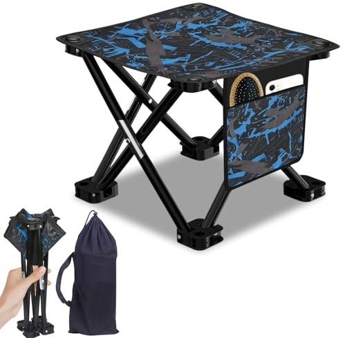PRITOK Tabouret de camping pliable portable : tabouret de camping pliable ultra léger tabouret de pêche pliable avec sac de transport chaise de plage chaise de camping pour camping, chasse, randonnée
