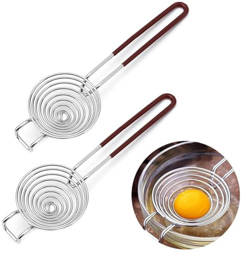2 Pcs Eiertrenner,Edelstahl Eiertrenner Aus Edelstahl Eiweiß Trenner Mit Griffen Eidotter-Trenner Teiler Filter Einfache Aufbewahrung Für Küche Backwerkzeug Küchenzubehör Spülmaschinenfreundlich