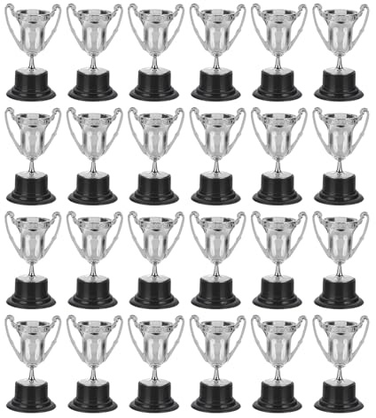PATIKIL 24 Pezzi Trofei Mini da 3,22 Pollici Coppe Trofeo Argento Argento | in Plastica, Piccoli, per Tornei Sportivi, Competizioni, Feste, Premi, Cerimonie, Props, Vincitori