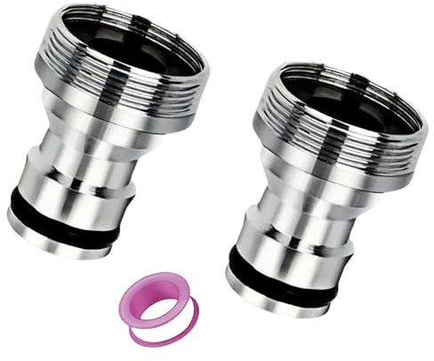 Schlauchadapter Wasserhahn Adapter Schlauchkupplung Schnellkupplung Gartenschlauch Anschluss (Universal-Wasserhahnanschluss für Mischbatterie(silbrig)