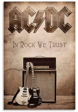 KLRXSPBR Acdc In Rock We Trust Poster, dekoratives Gemälde, Leinwand, Wandposter und Kunstdruck, modernes Familienschlafzimmer, Dekoration, Poster, 20 x 30 cm