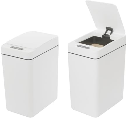 RjcdOPL Lot de 2 Poubelle à Capteur Automatique 12L, 3 Modes d'Ouverture, Étanchéité IPX5, pour Cuisine, Salle de Bain, Chambre, Salon (Beige)