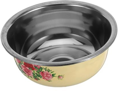 POPETPOP Vintage Mixing Bowl Retro Metal Basin for Salad Dough and Soup Easy to Clean Kitchen Essential Multipurpose Utility for Everyday Use
