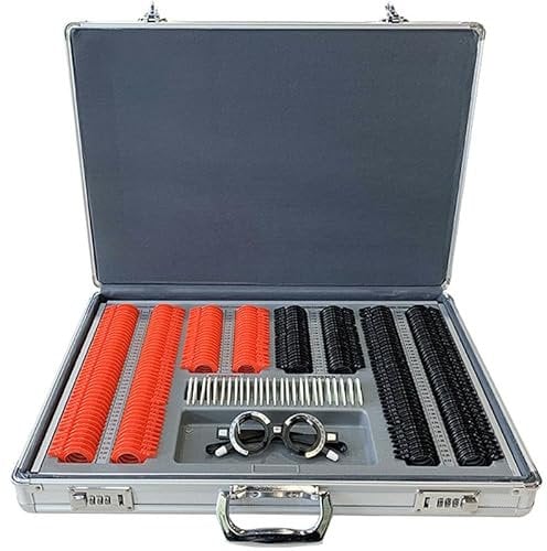 Optometry Trial Lens Set, 266 pcs Plastic Optical Lenses for Eye Examination, Includes Aluminum Storage Case for Professional Optometry Equipment